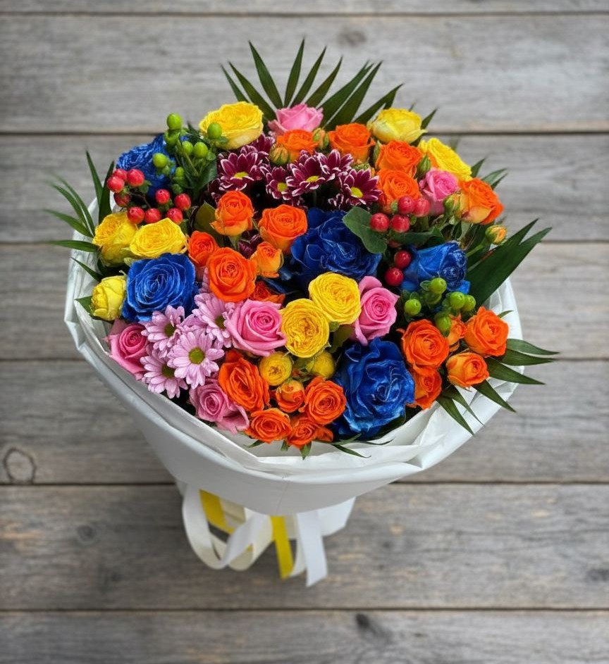 Букет цветов из: Розы и Хризантемы в Кендже-Кулаке