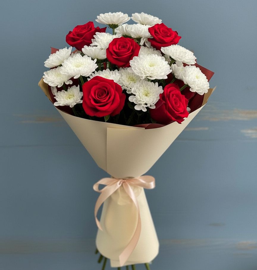 Букет цветов из: Розы и Хризантемы в Кендже-Кулаке