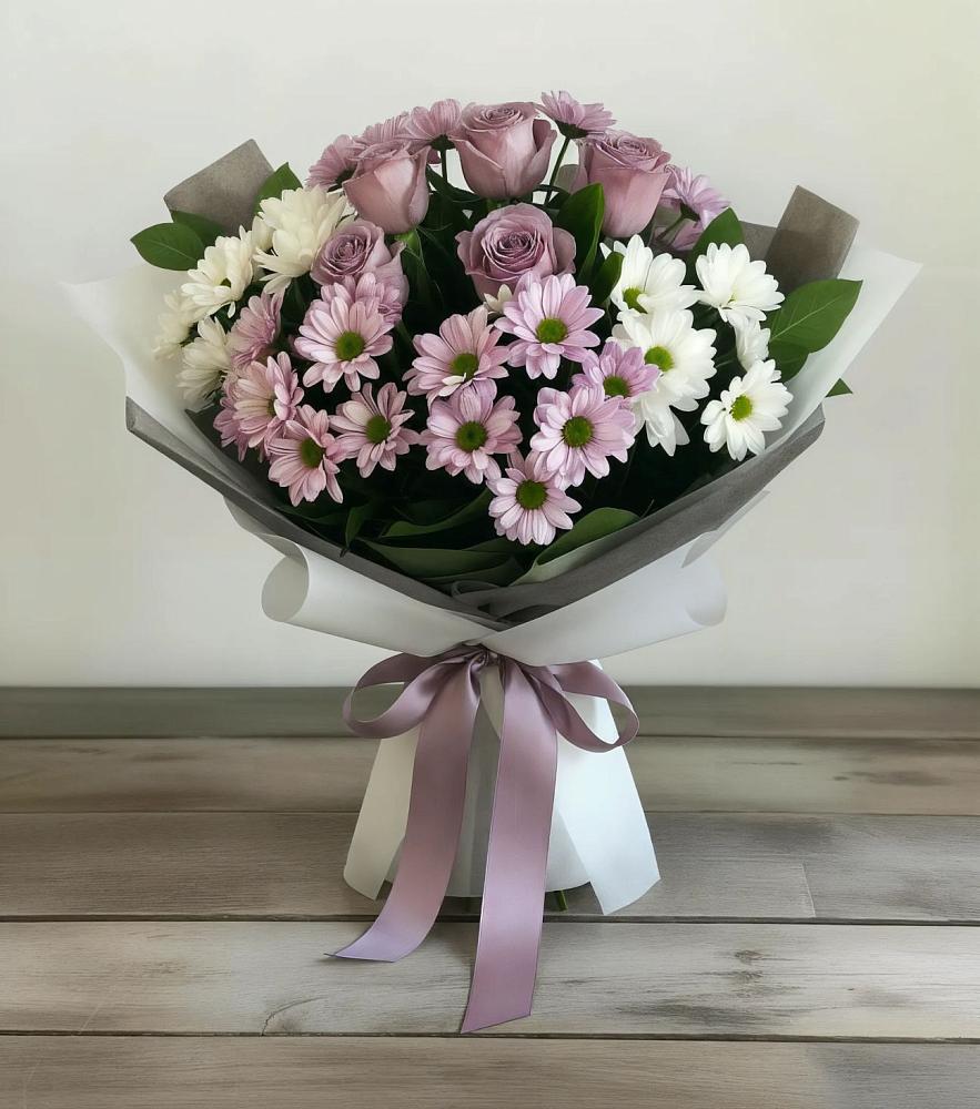 Букет цветов из: Хризантемы и Розы в Кендже-Кулаке
