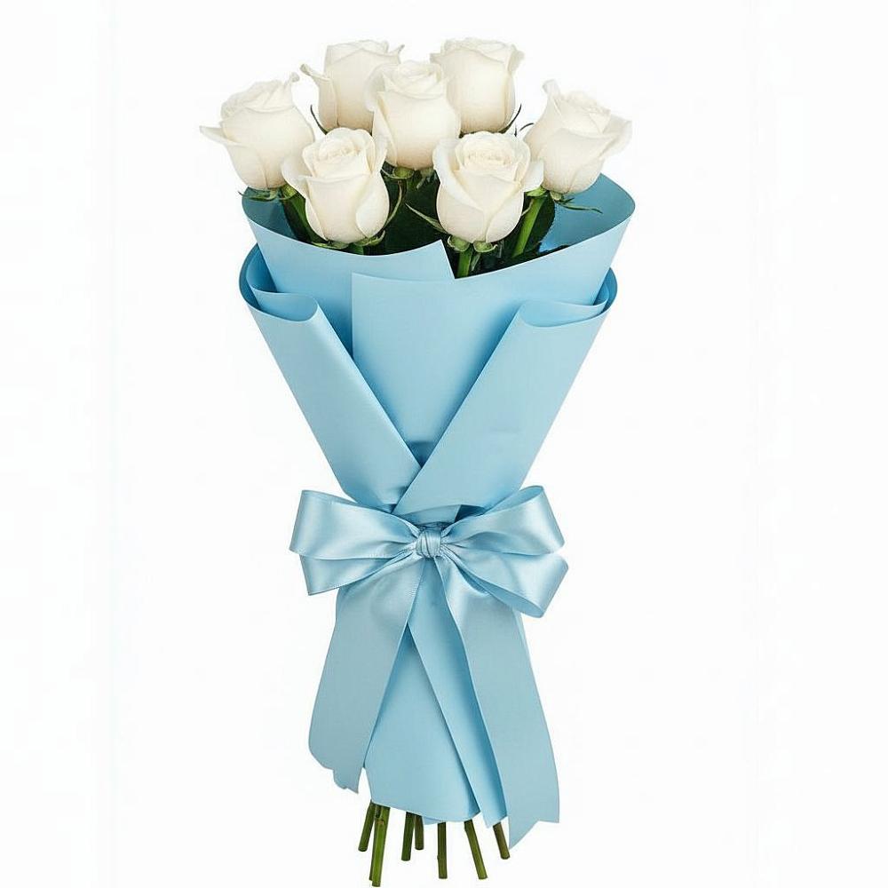Букет 7 белых роз Проуд в Кендже-Кулаке