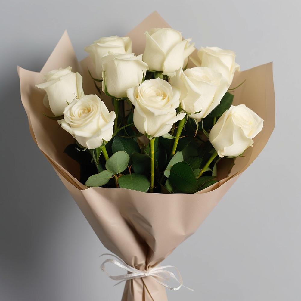 Букет 9 Белых роз Эдлесс Лав в Кендже-Кулаке