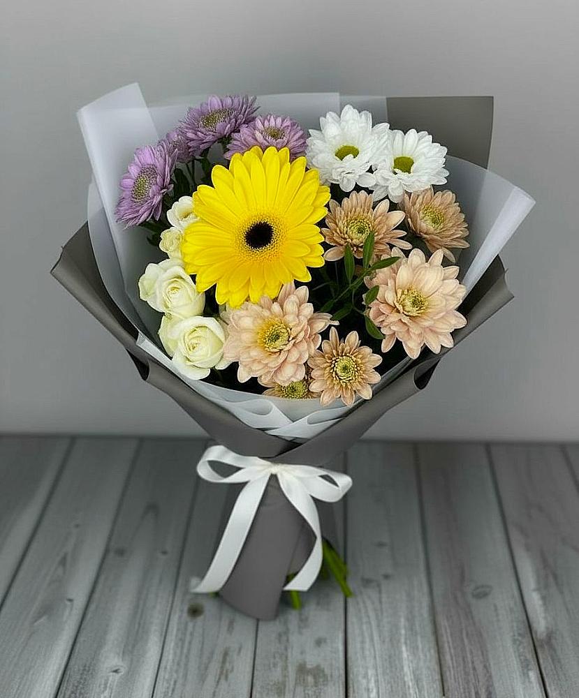 Букет цветов из: Розы, Герберы и Хризантемы в Кендже-Кулаке