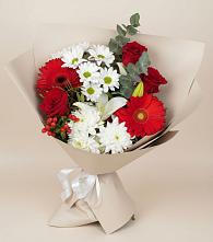 Букет цветов из:  Розы, Хризантемы, Герберы и Лилии в Кендже-Кулаке