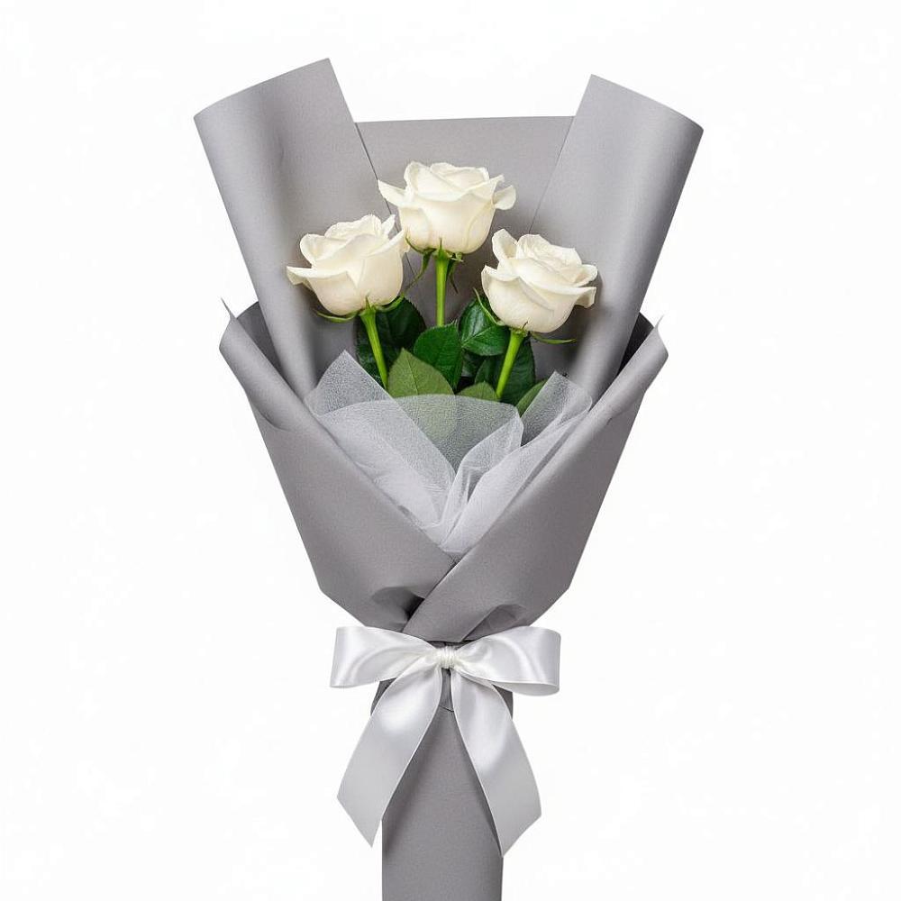 Букет 3 белые розы в Кендже-Кулаке