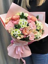 Букет нежные объятья в Кендже-Кулаке Букет цветов из: Гвоздики, Розы и Хризантемы в Кендже-Кулаке