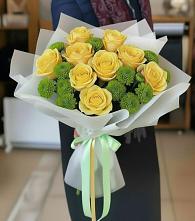 Букет цветов из:  Хризантемы и Розы #REPLACE_PRED# Кендже-Кулаке