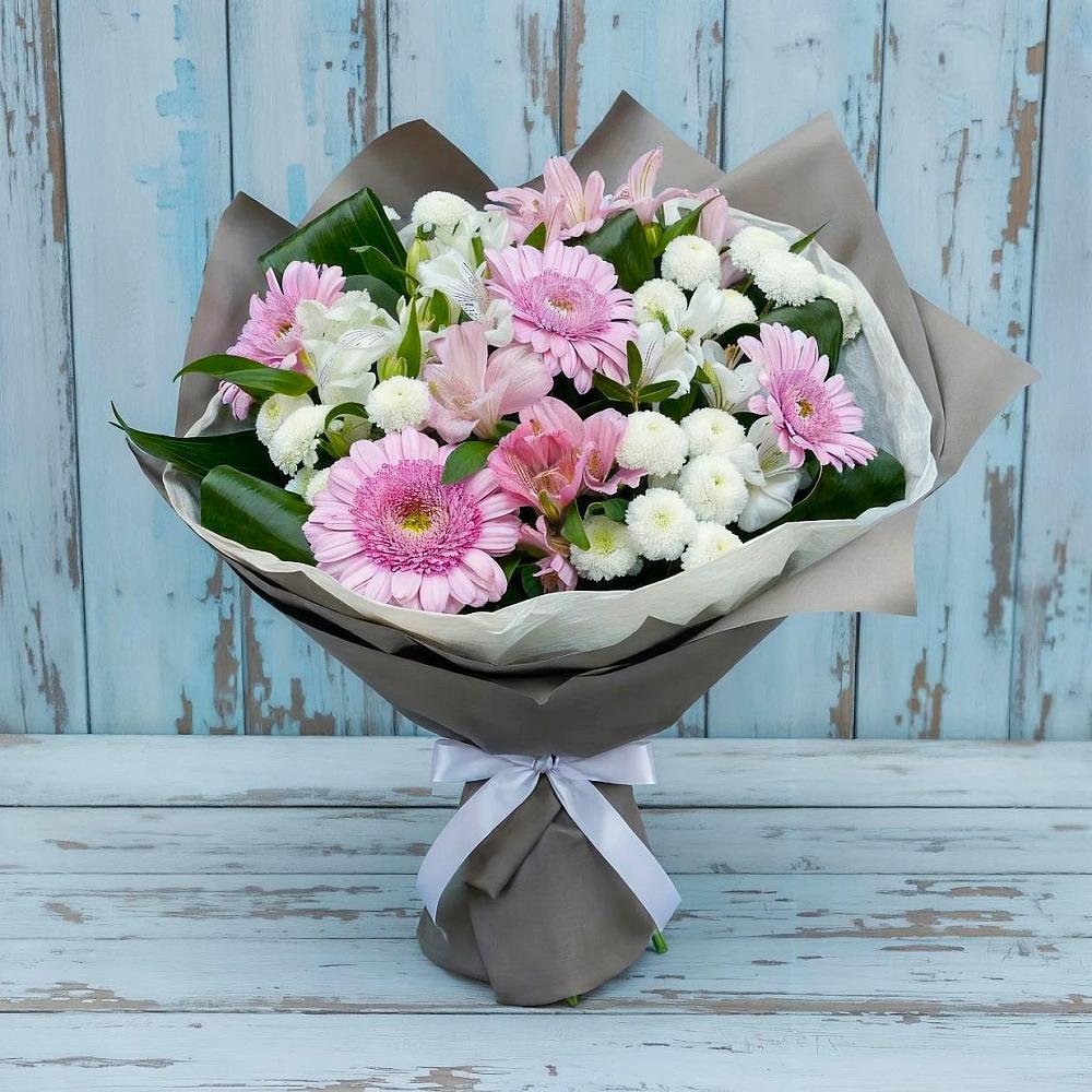 Букет цветов из: Герберы, Альстромерии и Хризантемы в Кендже-Кулаке