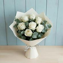 Букет Белые розы в Эвкалипте в Кендже-Кулаке